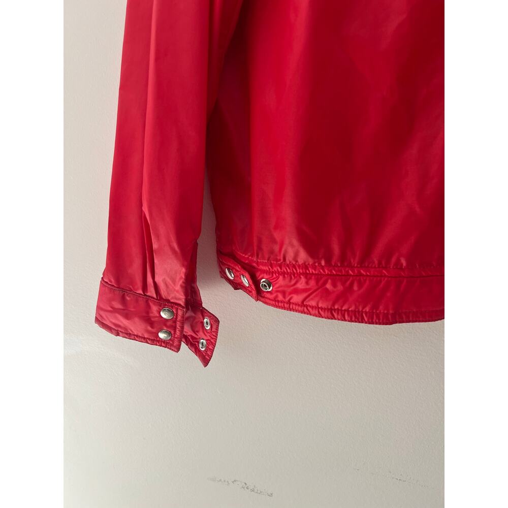 1970s Vintage Sportcastor Button Down Utility Rain Jacket True Red XL JL - Picture 9 of 11